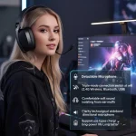 ⁦LOG G935 2.4G wireless Gaming Headset With Microphone, Bluetooth, USB For PS5, PS4, PC, Xbox, Mobile - Black⁩ - الصورة ⁦2⁩