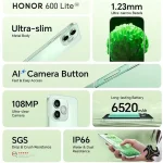 Honor 600 Lite Dual SIM 5G Velvet Grey 8GB RAM 256GB Middle East Version price in Jeddah Saudi Arabia
