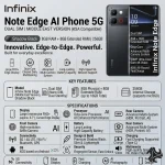 InfinixNote Edge Dual SIM Shadow Black 8GB 256GB 5G - Middle East Version in KSA
