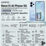 OPPO Reno15 AI Phone Dual SIM 5G Aurora Blue 12GB RAM 512GB - Middle East Version