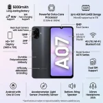 Samsung Galaxy A07 64GB LTE Black 4GB RAM Middle East Version with Adapter Saudi Arabia