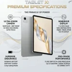 Honor Pad X9a 11.5-inch tablet in Grey featuring 8GB RAM, 128GB storage, WiFi connectivity, immersive display, sleek metal design, and free protective flip cover included. Middle East Version.
