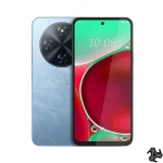 Wildfire E5 Elite 4G Dual SIM smartphone in Light Blue featuring 6GB RAM + 12GB Extended RAM, 256GB storage, large immersive display, AI camera system, and stylish modern design. Middle East Version.
