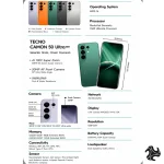 TECNO CAMON 50 Ultra 5G (Moonshadow Black, Misty Purple, Cypress Green) 12GB RAM 256GB Middle East Version with Free Powerbank Earbuds and 400 Days Screen Warranty Saudi Arabia