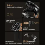 Infinix 2 in 1 Earbuds and Smartwatch Black with 1.39-inch HD Display Bluetooth 5.4 Health Tracking