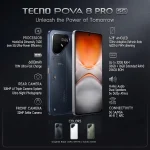 TECNO POVA 8 PRO 5G Arc White, GRAPHITE BLACK, TUNDRA GREEN 8GB RAM 256GB Global Version Saudi Arabia