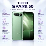 TECNO Spark 50 5G Dual SIM Titanium Grey, Mint Green, Fantasy Purple, Ink Black, Champagne Gold 8GB RAM 256GB / 4GB RAM 128GB Global Version