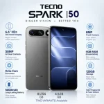 TECNO Spark 50 5G Dual SIM Titanium Grey, Mint Green, Fantasy Purple, Ink Black, Champagne Gold 8GB RAM 256GB / 4GB RAM 128GB Global Version